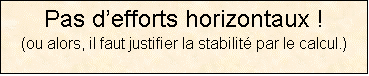Zone de Texte: Pas defforts horizontaux !
(ou alors, il faut justifier la stabilit par le calcul.)
