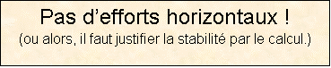 Zone de Texte: Pas defforts horizontaux !
(ou alors, il faut justifier la stabilit par le calcul.)
